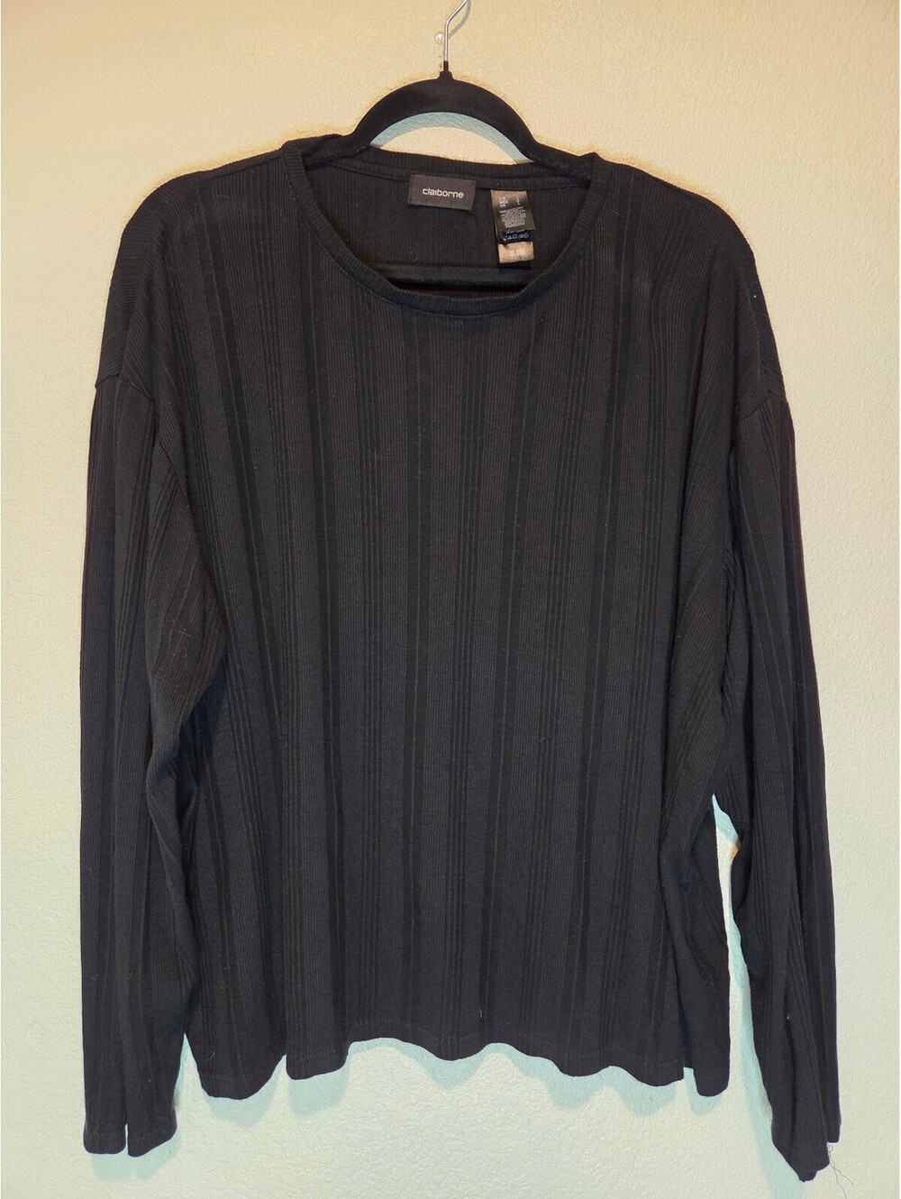 Claiborne Men's Black Long Sleeve Ribbed Sweater Size Large